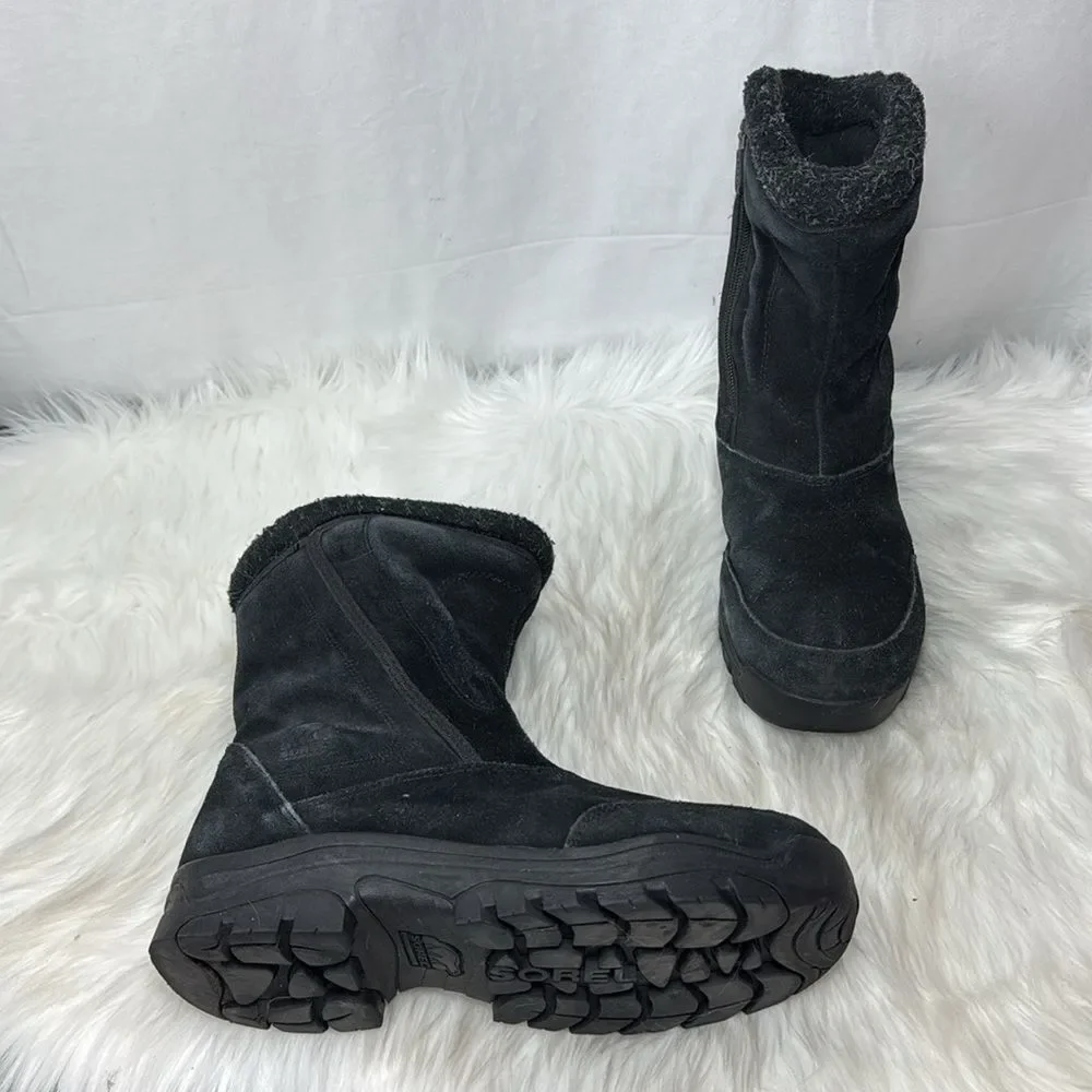 Sorel Waterfall Women’s Black Winter Boots Suede‎ Sz 10